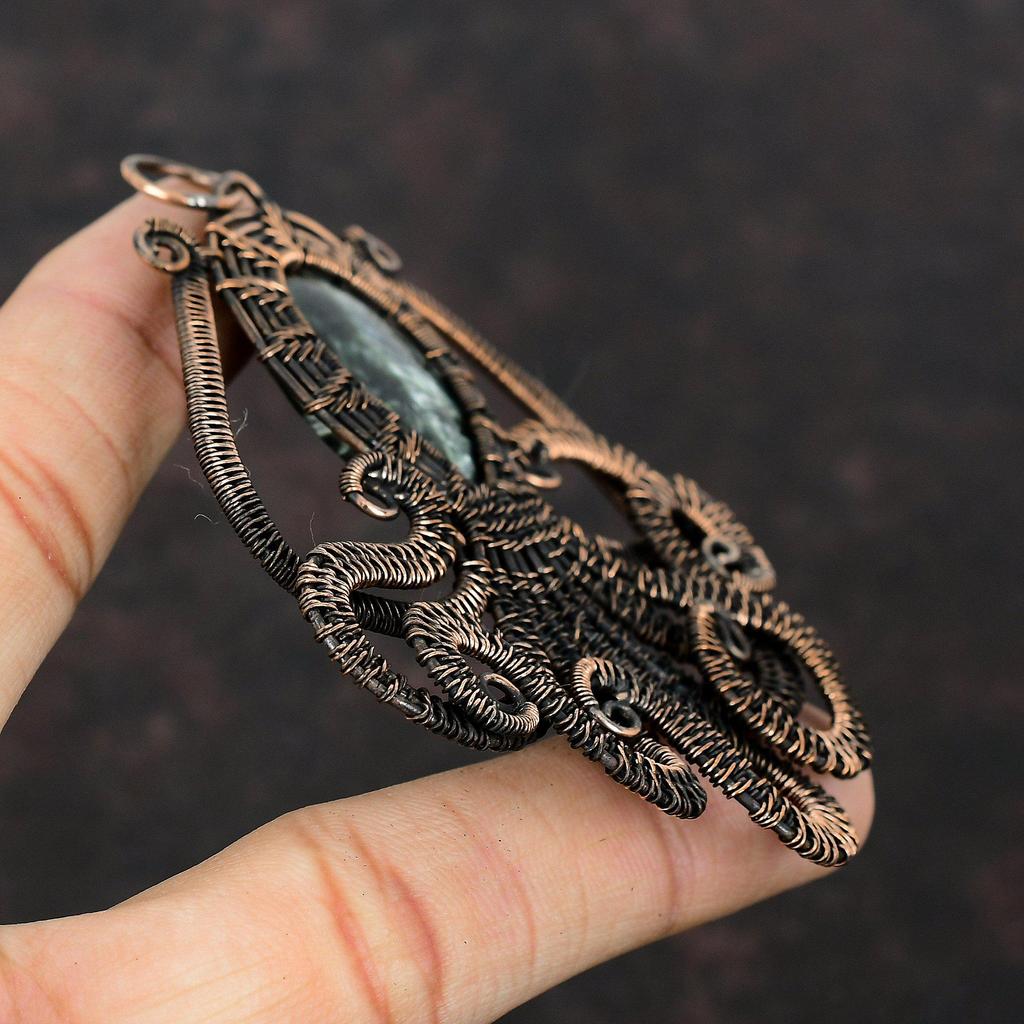 Κρεμαστό Σεραφινίτη Κρεμαστό τυλιγμένο με χάλκινο σύρμα Κοσμήματα Σεραφινίτη Κρεμαστό πολύτιμου λίθου Χειροποίητα χάλκινα κοσμήματα Κρεμαστό χταποδιού Δώρο για γυναίκες