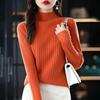 Damski sweter z długim rękawem, dzianinowa warstwa bazowa, golf, pulower, styl koreański, krótki sweter, jesień zima