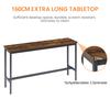 Long Bar Table with 3 Padded PU Bar Stools, Industrial Bar Table for the Kitchen, Breakfast Room, Living Room, Banquet Hall, Rustic Brown and Black