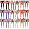 Men's Lace Patchwork Pantyhose - Cutout Crotchless Design with Garter Stockings One-Piece Leggings