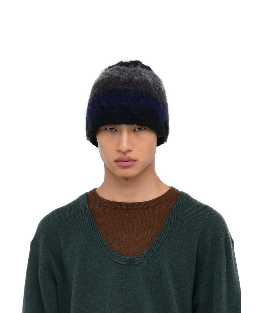 Belji Handpoke Fuzzy Beanie Black Navy