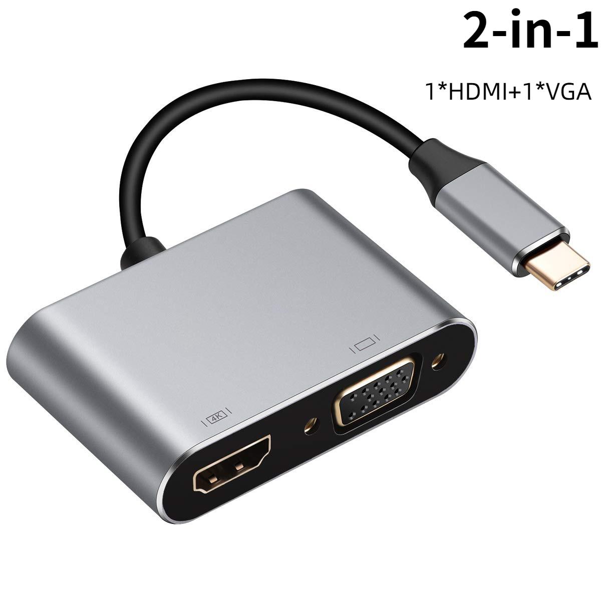 

Док-станция-хаб USB C 4-в-1 с выходом HDMI 4K@60 Гц, подачей питания PD 100 Вт и портами USB 3.0 для MacBook, разветвитель Type C серый