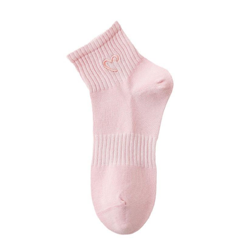 Female Spring and Summer All Kinds of Sports Love Embroidery Boneless Low Top Short Tube Cotton Socks