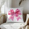 1Pc Watercolor Pink Bow Print Throw Pillow Cover,Suitable For Sofa,Bedroom,Living Room,A Sweet Gift For Girly Aesthetic Lovers