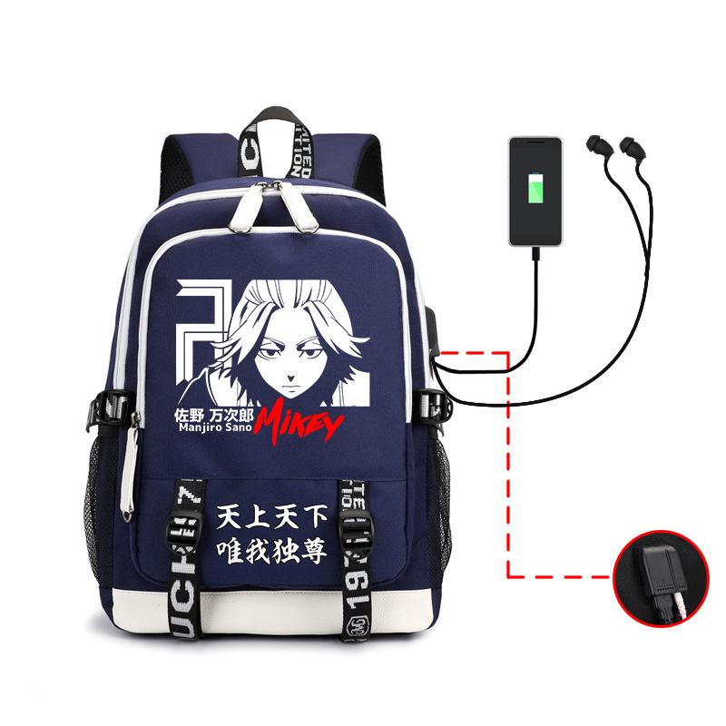 Anime, Avengers, Sano Manjiro Trend Backpack Usb Large Capacity Backpack