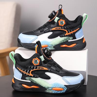 Boys Shoes 2025 Autumn New Middle and Older Children's Rotating Buckle Boys' Basketball Shoes Actual Training Running Shoes