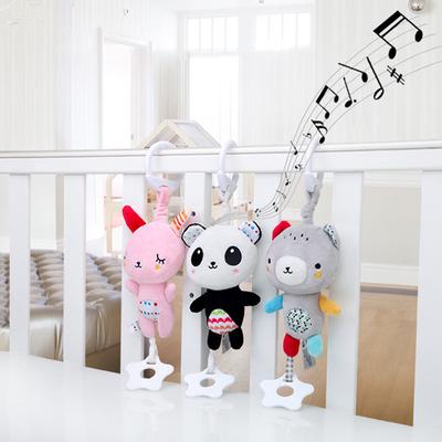 Infant Baby Soft Plush Toy Bed Crib Stroller Hanging Ring Bell Rattle Early Educational Music Box