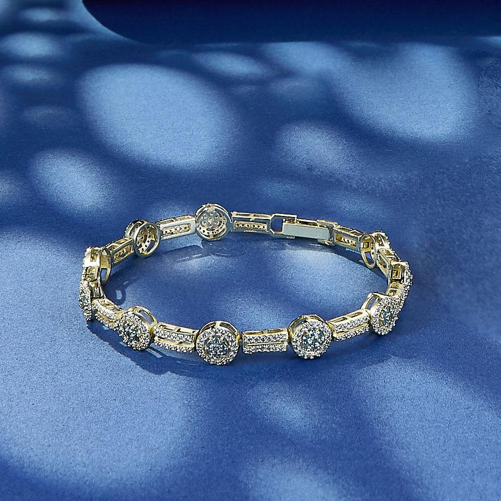 14K Gold Plated Fashion Tennis Bracelet 8mm Round Full Zircon Bracelets for Women