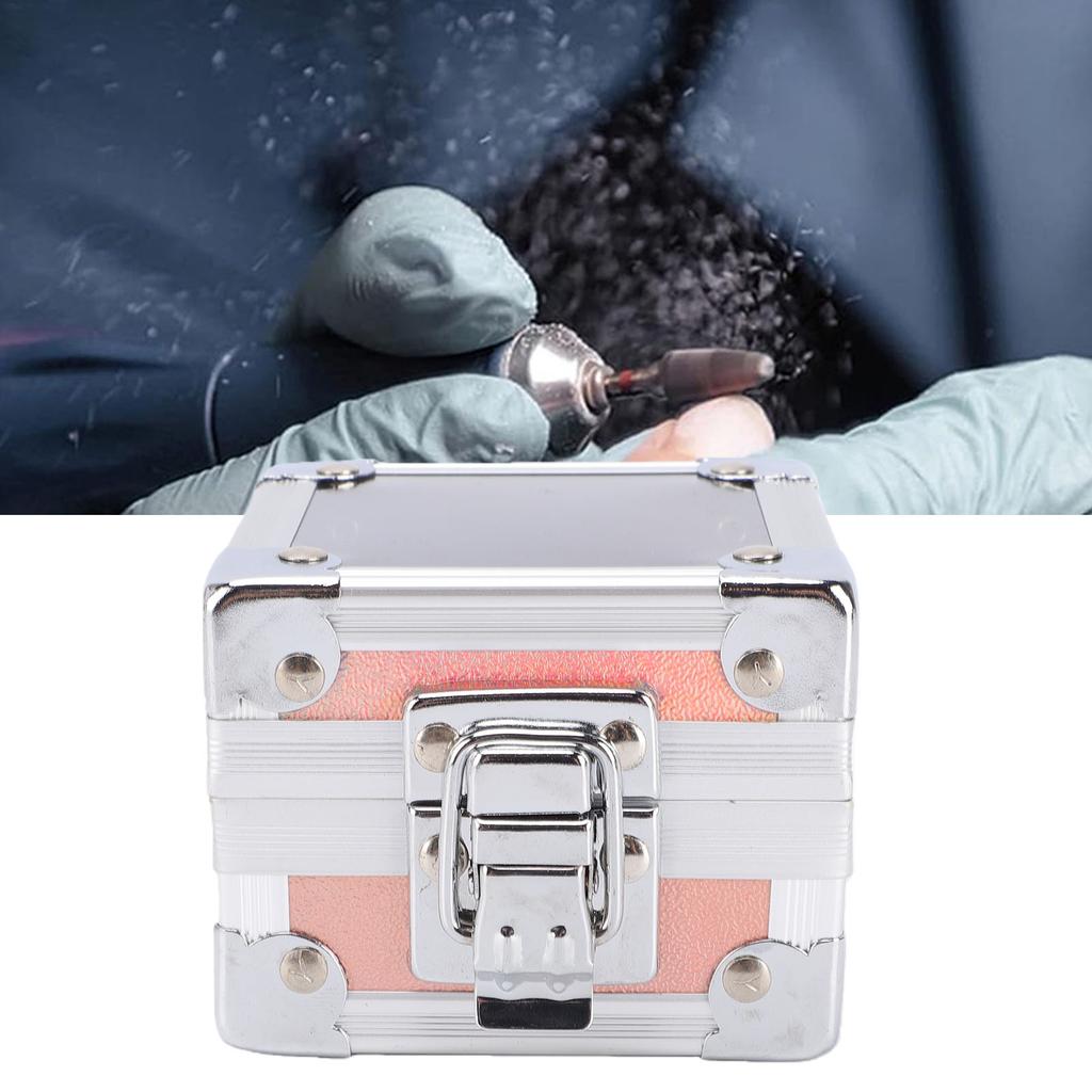 25 Holes Aluminum Alloy Nail Drill Bit Case with Foam Insert Transparent Cover Manicure Nail Drill Bit Holder