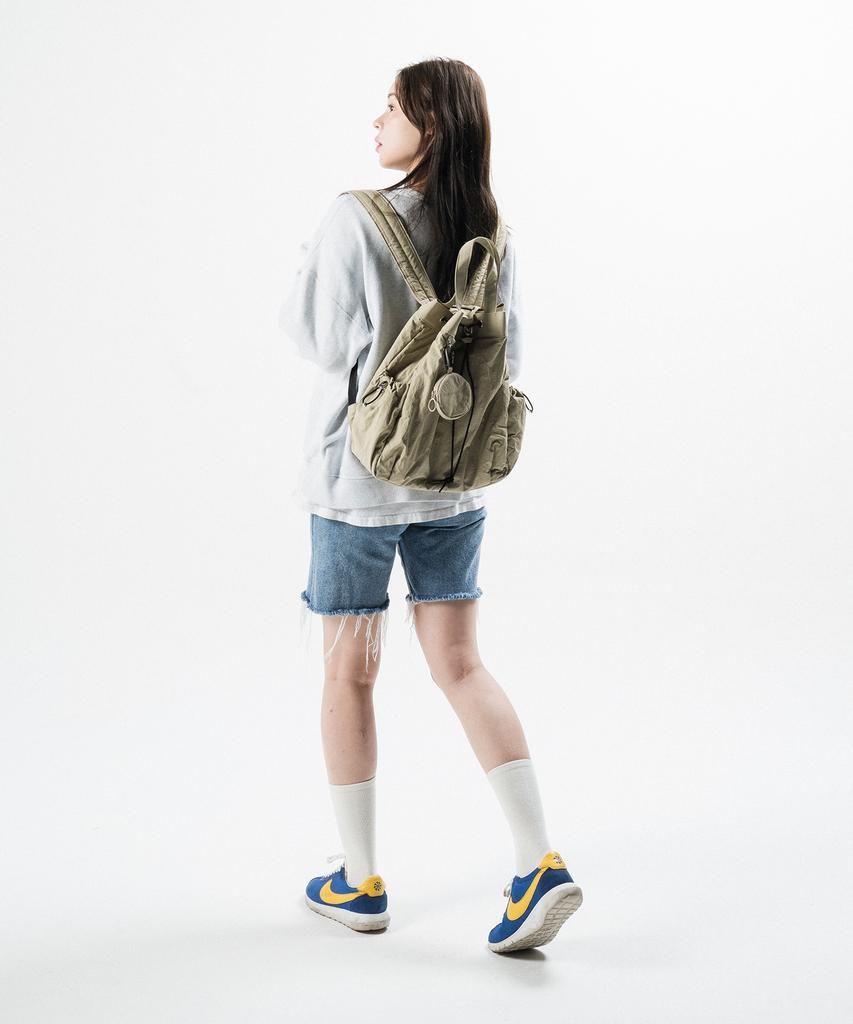 Lemine String Tote And Backpack (Beige)