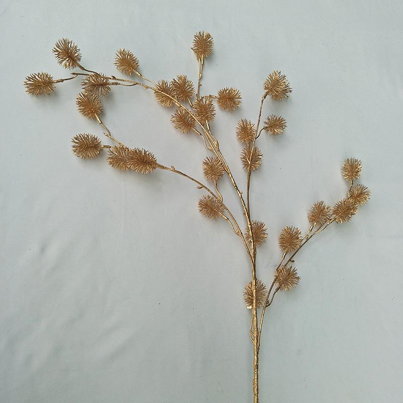 Gold Series Simulation Plants Wholesale Simulation Bouquet Fake Flowers Misty Maple Leaf Phoenix Tail Wedding Decoration Display