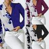 2024 Autumn-Winter Women's Solid Color Printed Patchwork Long Sleeve Fake Two-Piece T-Shirt
