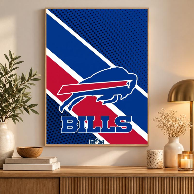 Buffalo Bills Diamond Painting Kit 5D Full Drill DIY Diamond Mosaic Wall Art Home Decor