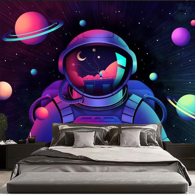 Psychedelic Spaceman Astronaut Wall Hanging Tapestry Polyester Printed Tapestries Children Bedroom Background Decor Wall Carpet