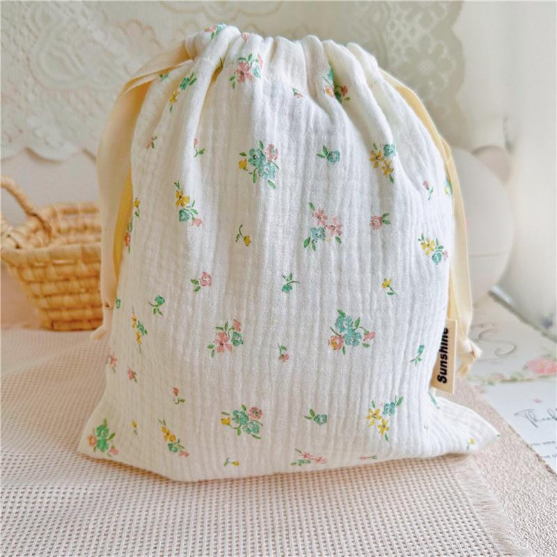 27x25cm Home Organizer Natural Cotton Storage Bags Outdoor Travel Cute Rainbow Printing Drawstring Pouches
