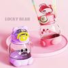 Cute Cartoon Student Water Bottle 600ml/20.29oz Food-Grade Material Portable with Straw and Strap for Travel Sports 1 Pack