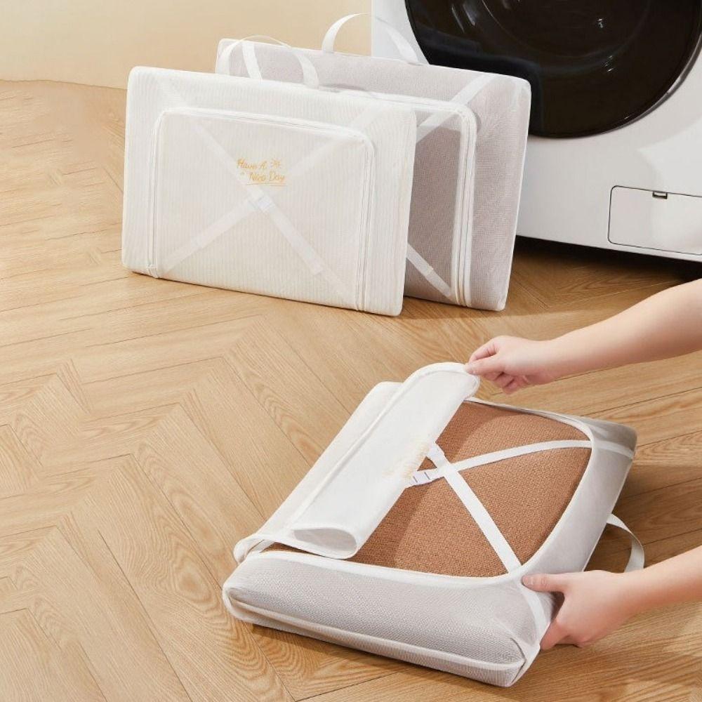 Fine Mesh Sweater Washing Bag Zipper Cubic Shape Knitted Wear Washer Storage Bag with Handle Anti Deformation Mesh Laundry Bag