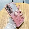 KADEM For Honor X50i 5G/Honor 90 Lite 5G Flower Decor TPU Cover Glitter Ring Kickstand Phone Case Shell