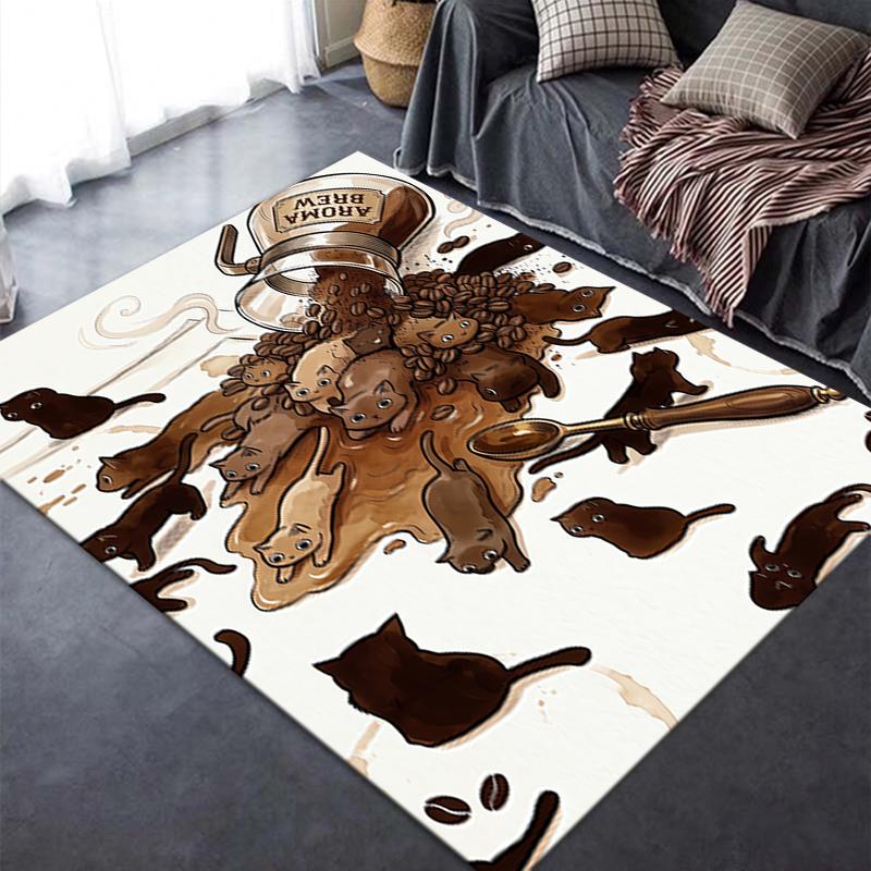 2025 New Coffee Black Cat Carpet Rug for Living Room Bedroom Home Sofa Decoration,Kids play Non-slip Floor Mat