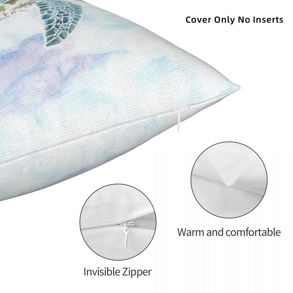 Sea Turtle Underwater Square Pillowcase Polyester Linen Velvet Printed Zip Decorative Pillow Case Car Cushion Cover