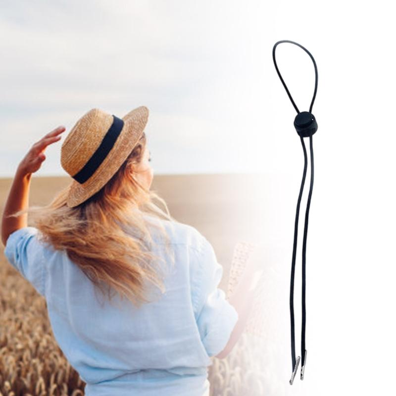 Pack Of 10 Black Elastic Hat Chin Cord Adjustable Removable Strap With Spring Lock