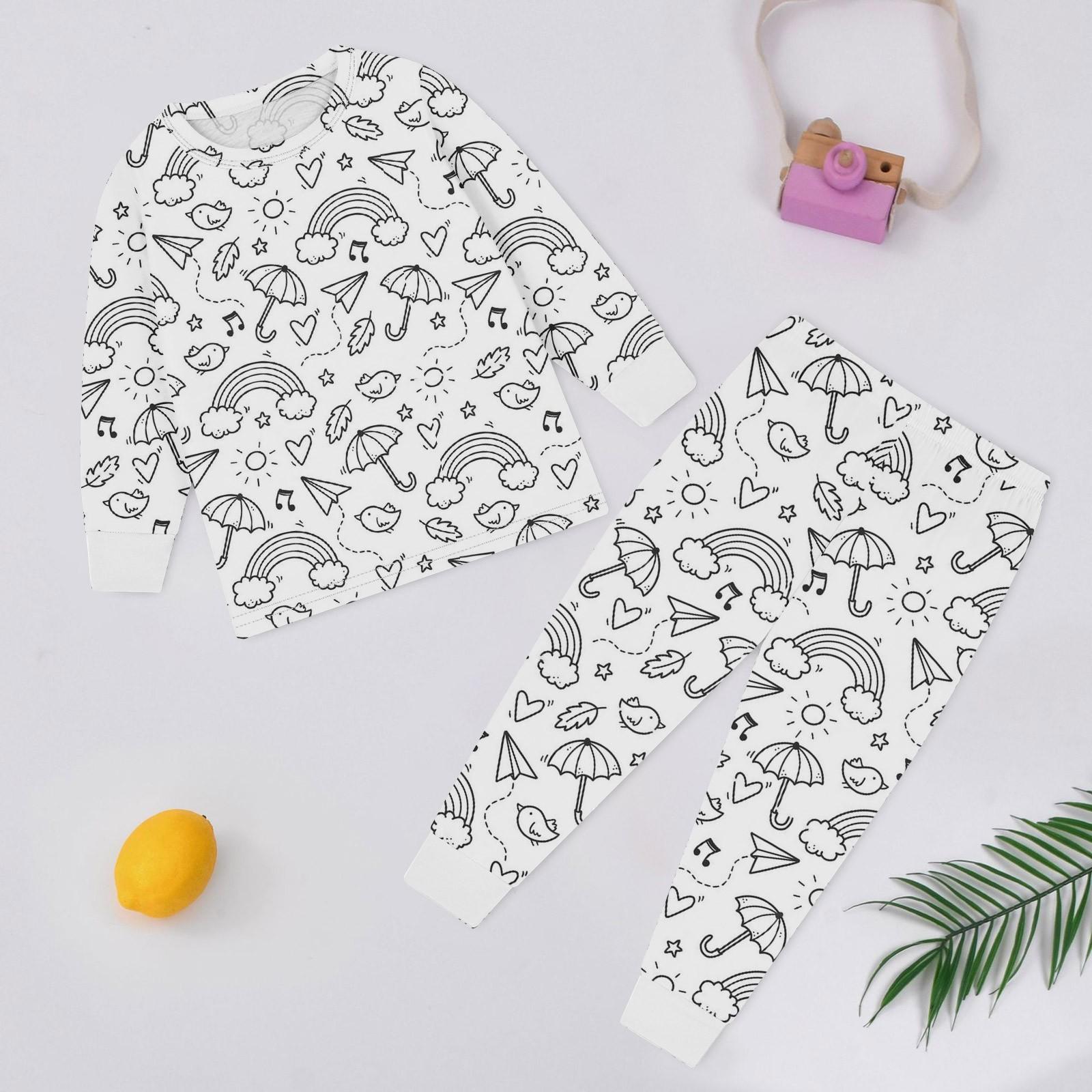 

Детский комплект домашней одежды Sketch Coloring Fun Раскрашенная вручную домашняя одежда Пижамный комплект 100 тёмно-синий