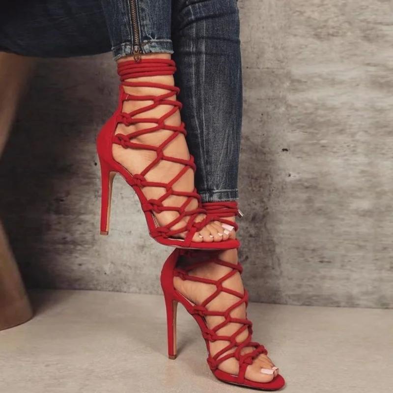 Women Sandals Sexy High Heels Shoes 2024 New Summer Fashion Cross Strap Open Toe Women's Sandals Pumps Shoes