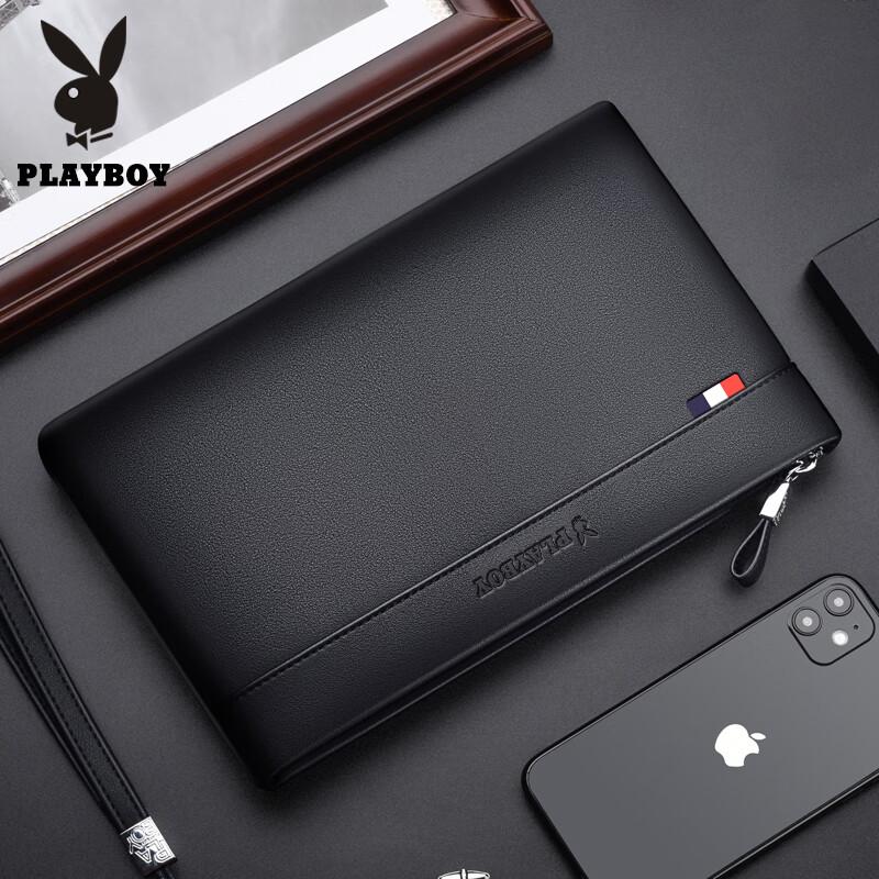 PLAYBOY Men's Clutch, Large Capacity, Soft Leather Wallet, Envelope Handbag