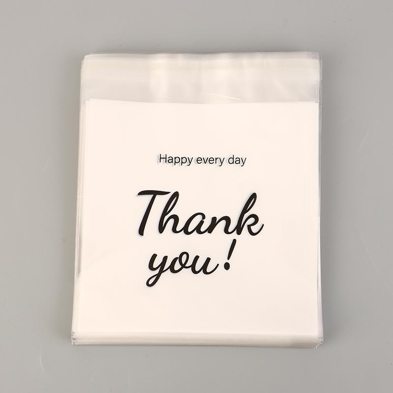 100Pcs Transparent Thank You Self-Adhesive Bag Plastic Pouches For Ring Earring Necklace Jewelry Travel Display Packaging Bags