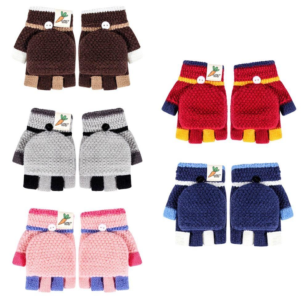 

Детские перчатки без пальцев, толстые варежки, милые вязаные варежки для маленьких детей