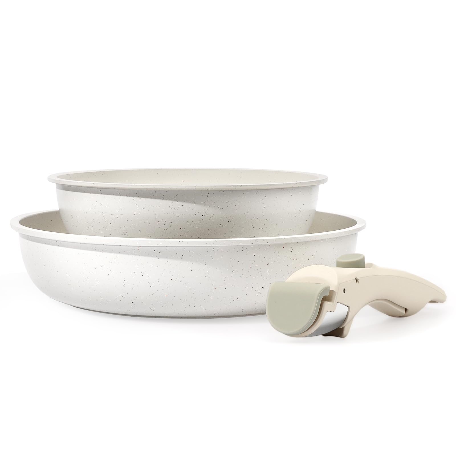 

Сковорода GiPP Fire из 3 предметов, съемное керамическое покрытие, жарка, не наносит вреда, легко помещается в духовку, не содержит ПФОС, белый набор, совместимый с IH/Gas,