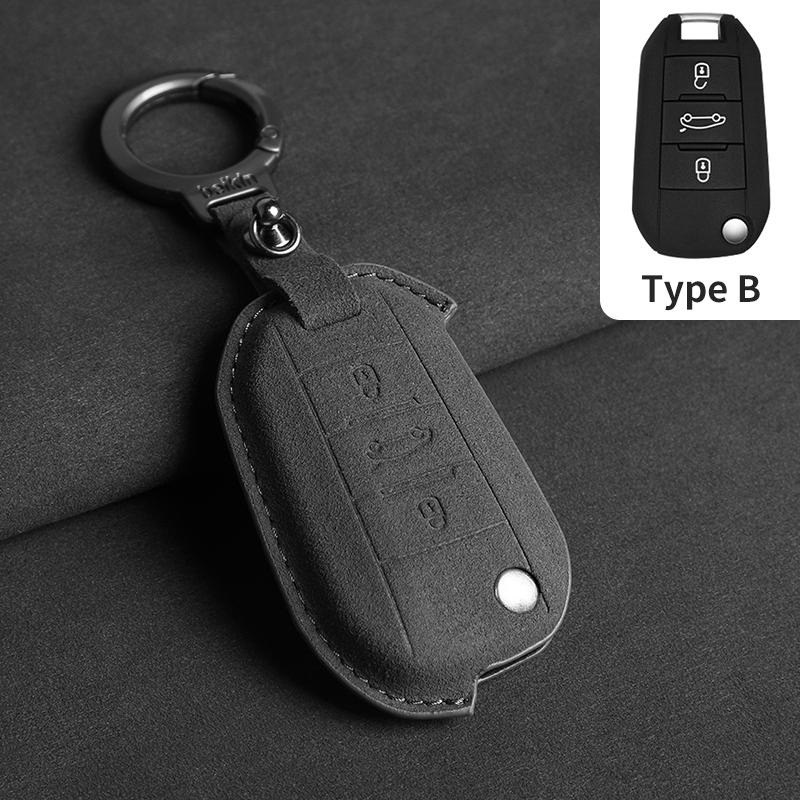 In Stock Cross-Border Factory Key Fob Covers for Peugeot 508L 4008 408X 308 5008 Suede Car Keychain Accessories