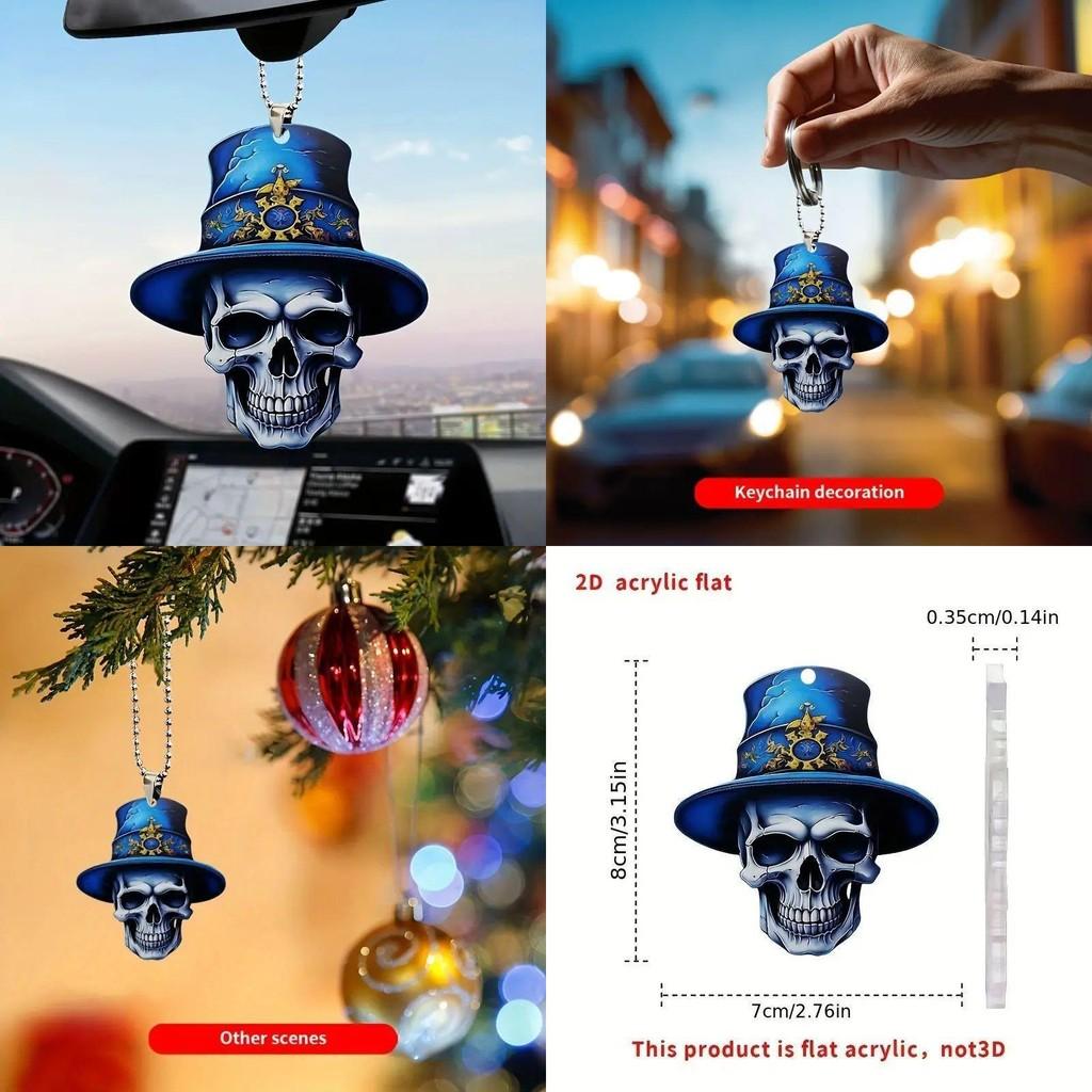 Flat Acrylic Vintage Surface Skull Car Pendant For Halloween Decor Vehicle