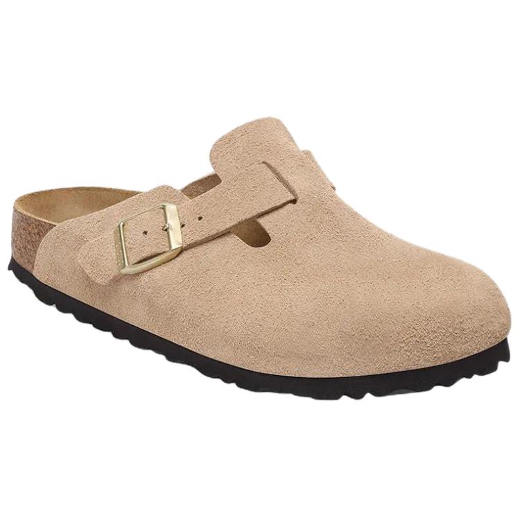 Birkenstock Boston Soft Footbed Suede Narrow Sandcastle Men Sandals Tan 1030883