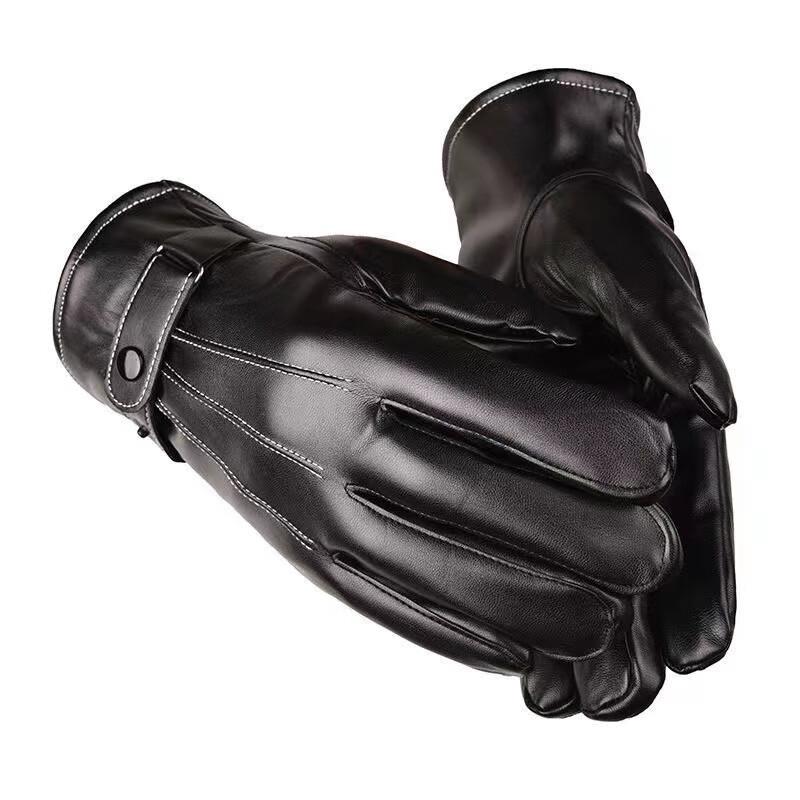 Winter Warm Windproof Leather Cycling Gloves