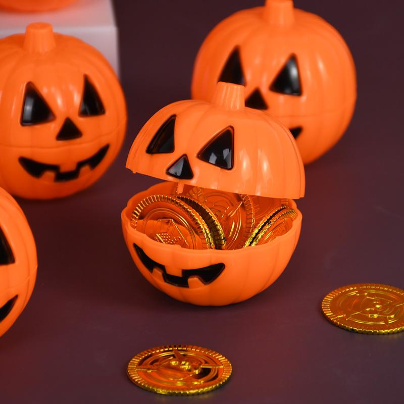 6/12pcs Halloween Plastic Pumpkin Storage Mini Fillable Pumpkin Container Candy Rack Container for Halloween Thanksgiving Mini Props