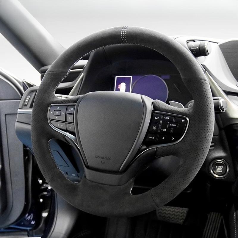 For Lexus UX260h ES200 ES300h 2018- Hand-Stitched Non-Slip suede Car Steering wheel Cover