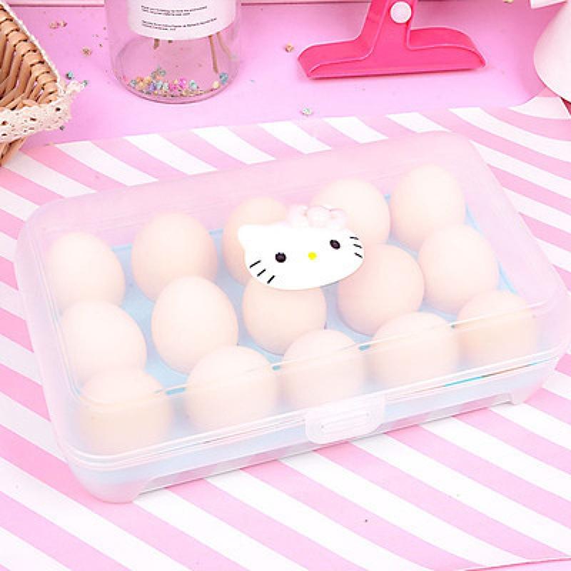 

Hello Kitty 15 Grid Egg Storage Box Refrigerator Storage Organizer Cartoon Transparent Kitchen Egg Holder Egg Box Kitchen Gadget