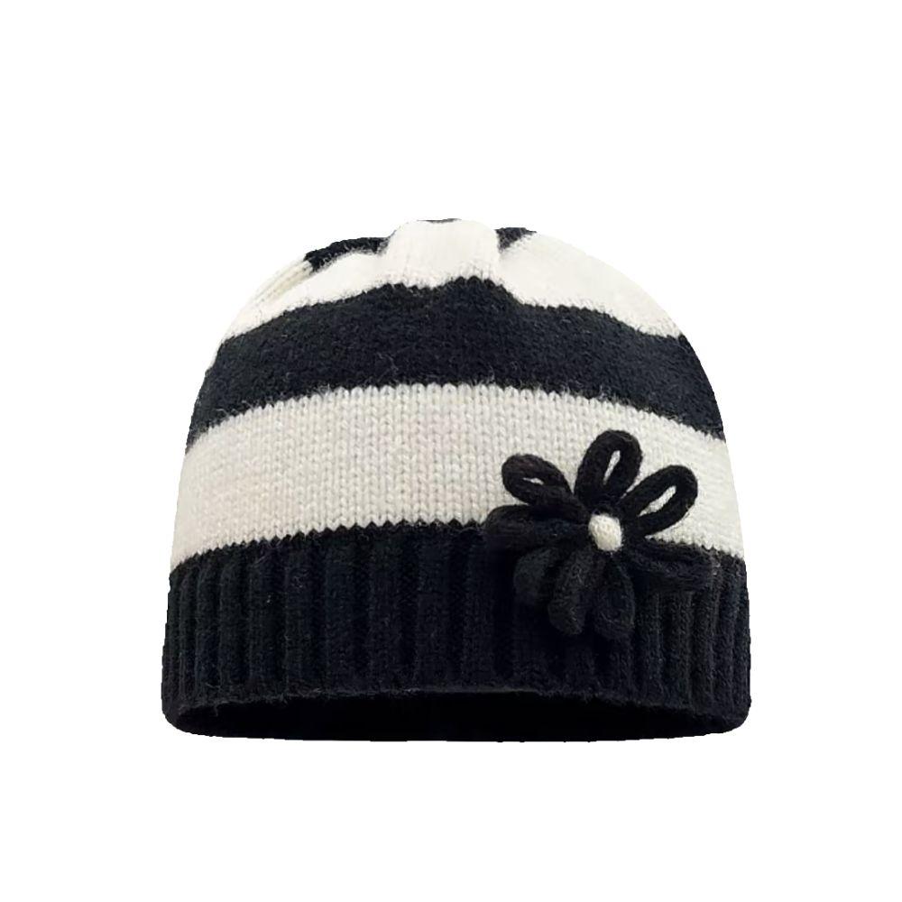 

Korean Flower Beanies Warm Cap Pullover Hat Retro Knitted Hat Winter style 3