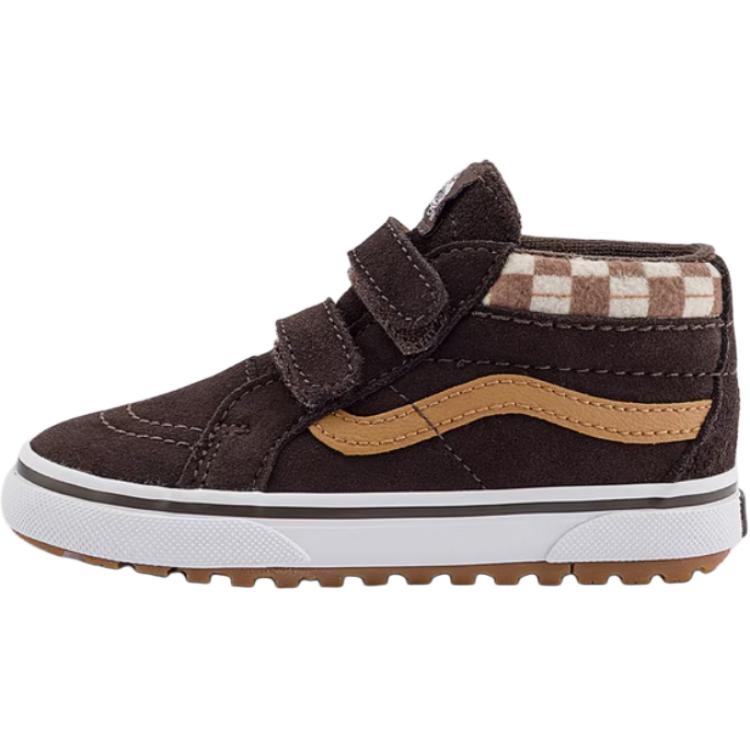 Vans Classics Comfortable Versatile Anti-Kick Shock-Absorbing Mid-Top Walking Shoes Baby Shoes Dark-Brown VN000D11BF2