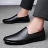 Men's Slip-On Leather Driving Moccasins - Spring/Summer Flat Sole, Large Size Cowhide Shoes