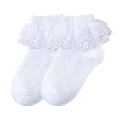 Pack of 3 Pair Girls Frilly Ankle Socks Comfortable Cotton Socks with Delicate Lace Edge for Parties and School