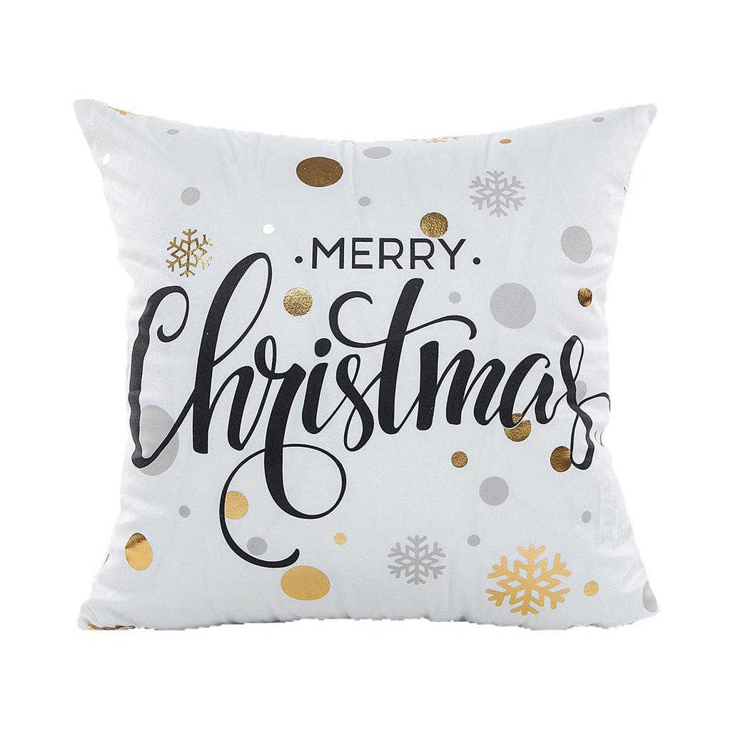 Christmas Atmosphere Bronzing Craftsmanship Festive Feel Pillow Cover Fabric Soft and Comfortable Home Sofa Pillow Bedside Cushion