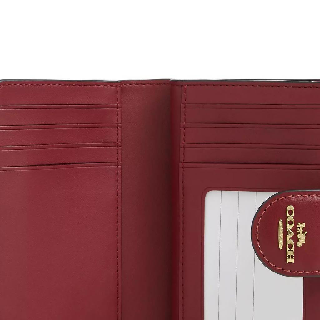 Coach 13-Eck-Reißverschluss Ikonisches Kirschen-Print Leder-Portemonnaie Damen-Portemonnaie Hellbraun Mehrfarbig CZ342-IMTAM