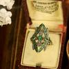 Retro Bohemia Green Glazed Crystal Dragonfly Wide Opening Adjustable Rings for Women Exquisite Luxury Jewelry Accessories Gifts