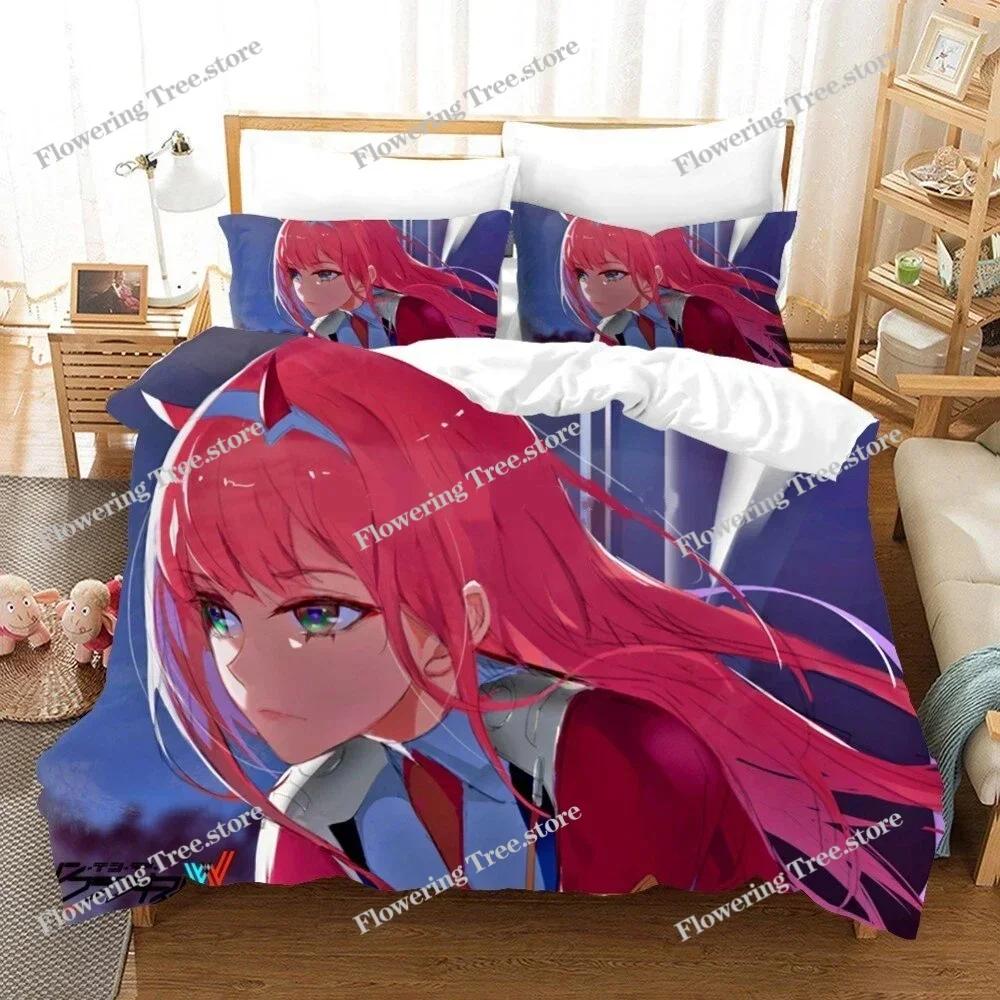 Anime Darling in the Franxx 02 Zero Two Duvet Cover Bedding Set Double Twin Full Queen King Adult Kids Bedclothes Quilt Cover