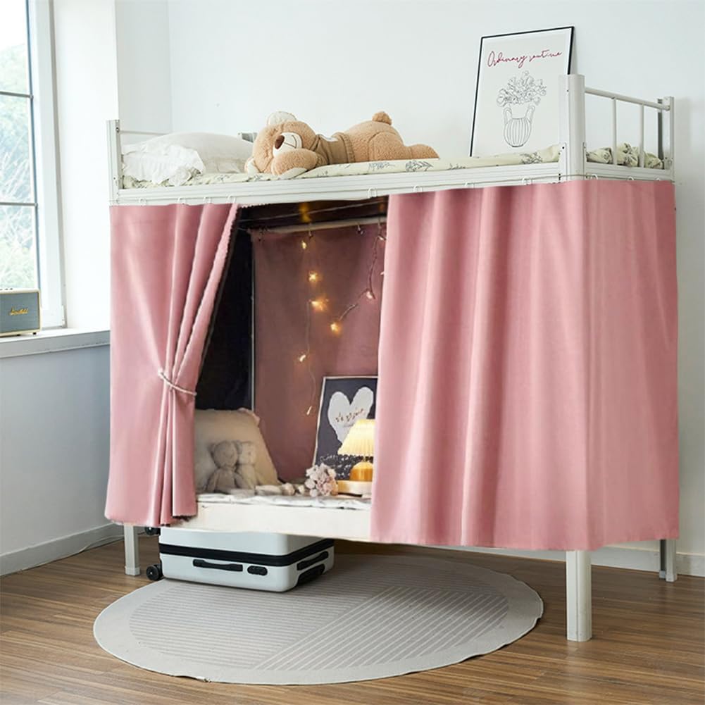 Dorm Home Bunk Bed Curtain Cloth Solid Thicken Bed Canopy Students Privacy Bed Shading Curtain Tent Lightproof Breathable Blackout Bedding Canopy