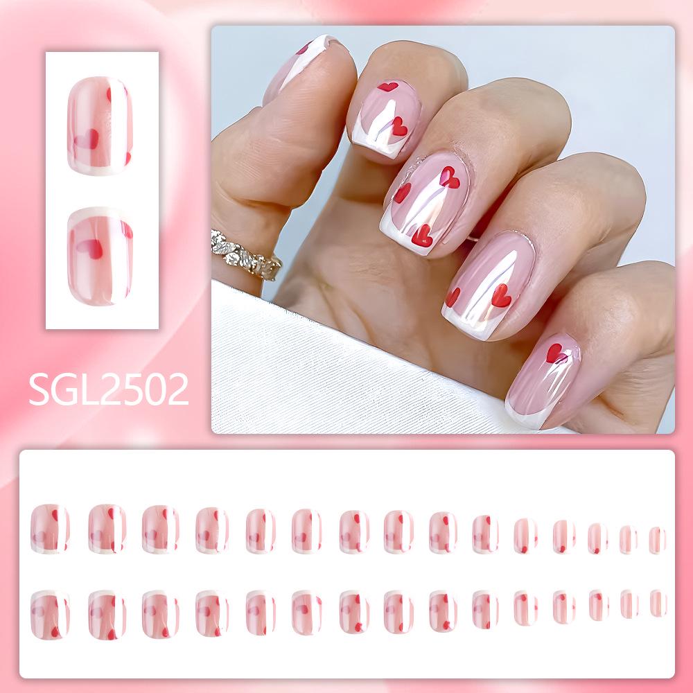 30 Valentine's Day Heart-Shaped Two-Tone Pink Nail Art Tips
