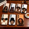 Cartoon African Black Girl Phone Case For Samsung Galaxy A73,A72,A71,A70,A53,A52,A51,Soft Silicone Black Cover
