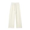 Women's High-Waisted Black Fleece-Lined Floor-Length Pants - 145cm, Straight-Leg/Narrow/Wide-Leg, Autumn/Winter, Petite 150